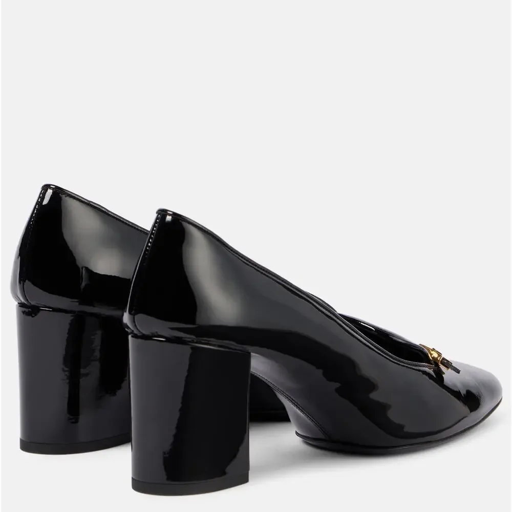 Khaite Elio Patent Leather Loafer Pumps Black EU 38 Block Heel Made Italy